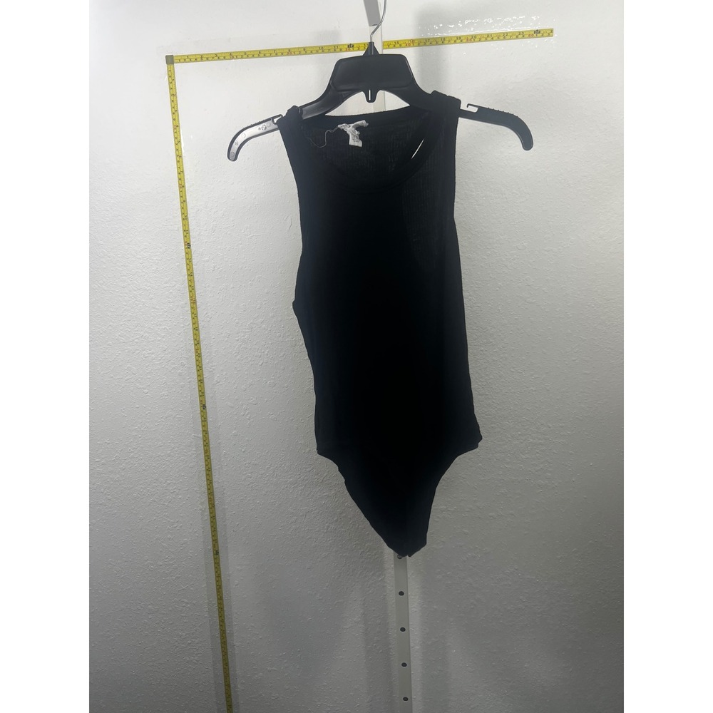 Full Tilt Womens Black Ribbed Racerback Bodysuit Sleeveless High Neck XL